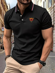 Polo Shirt Man RIDE ON! Graphic Print Summer Casual Breathable Striped Collar High Quality Men's Short Sleeve T-Shirt