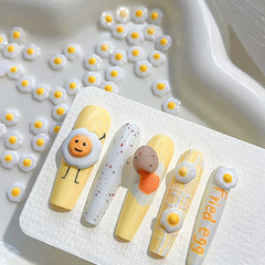20pcs/Bag Mini Poached Eggs 3D Nail Art Decorations Cute Poached Eggs Nails Charms Designs DIY Resin Nail Accessories
