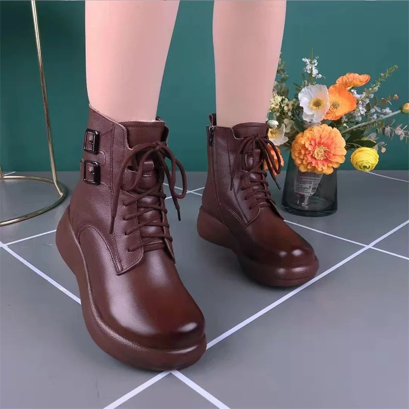 Womens England Style Ankle Boots Retro Fashion Design