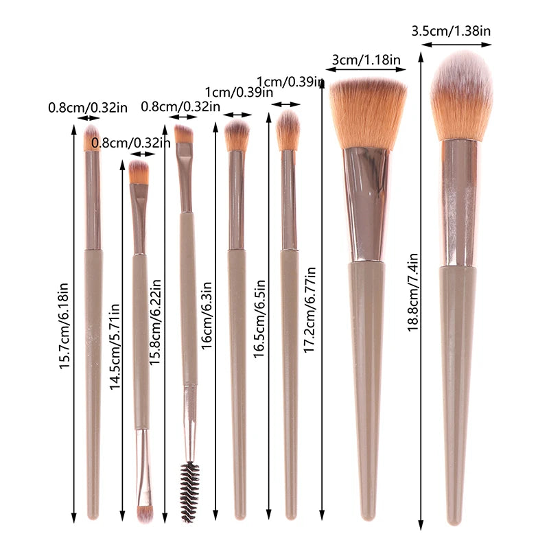 Makeup Brushes Face Eyes Make Up 7Pcs Brush Eyelash Eyeshadow Eyebrow Eyeliner Foundation Powder Blush Highlight Lips Brush