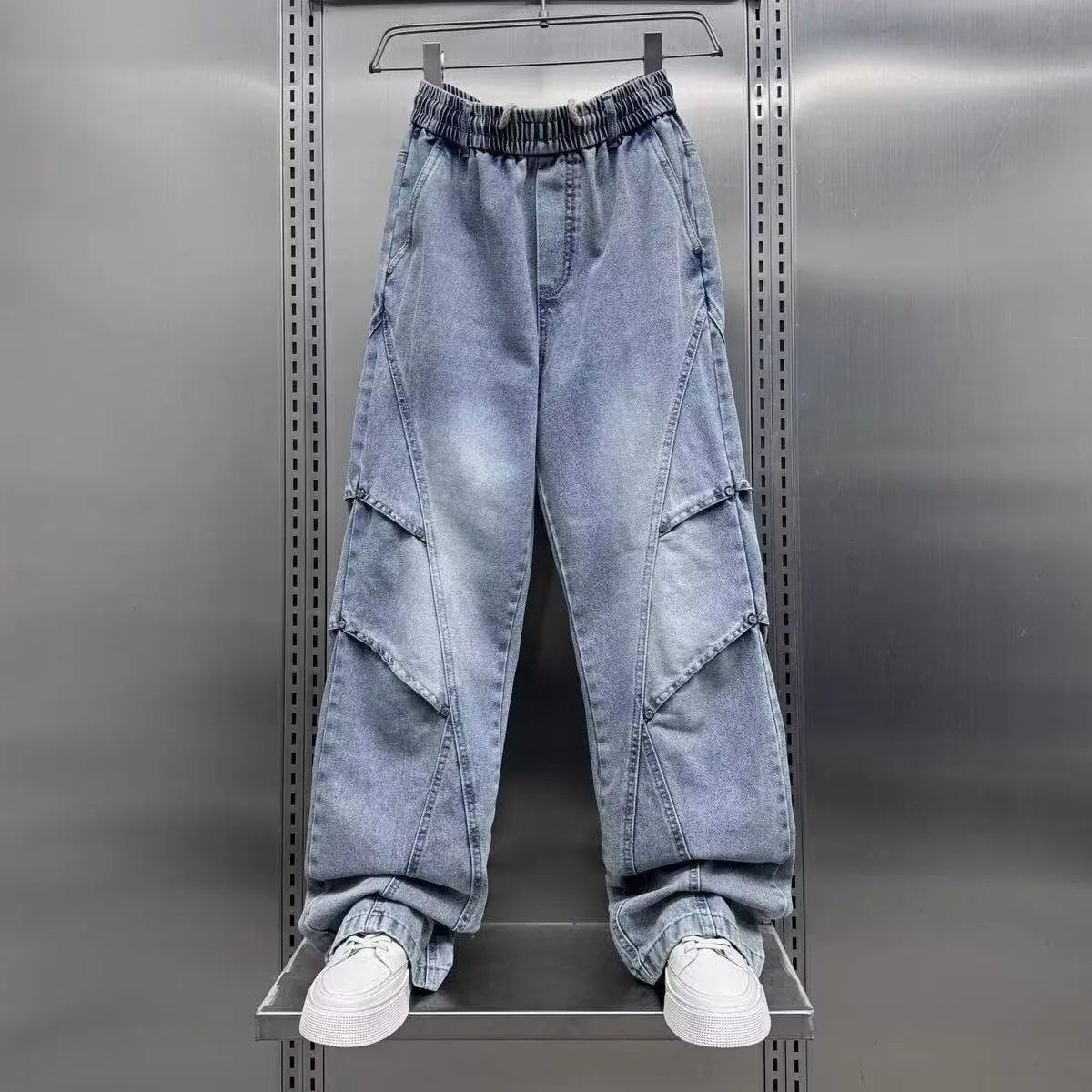High-End Black Washed Straight Leg Jeans Loose Fit 2025 Trendy High Street Casual Pants for Men