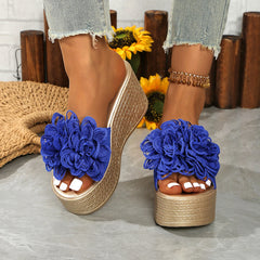 Women Wedges Sandals 2026 New Summer Women Slip on High-heeled Fashion Woman Shoes Comfortable Flower Outdoor Platform Sandals