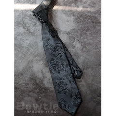Patterned Tie Casual High-end Hand-knotted Korean Style Suit Shirt for Men and Women Embroidered Floral Black Blue