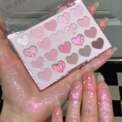 Heart-shaped 20-color Eyeshadow Palette Matte Shimmer Pink Purple Eye Shadow Tray Lasting Glitter Eye Pigments Christmas Makeup