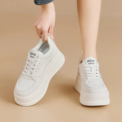 Women's casual single shoes women's height increasing shoes  women's round toe thick soled white shoes