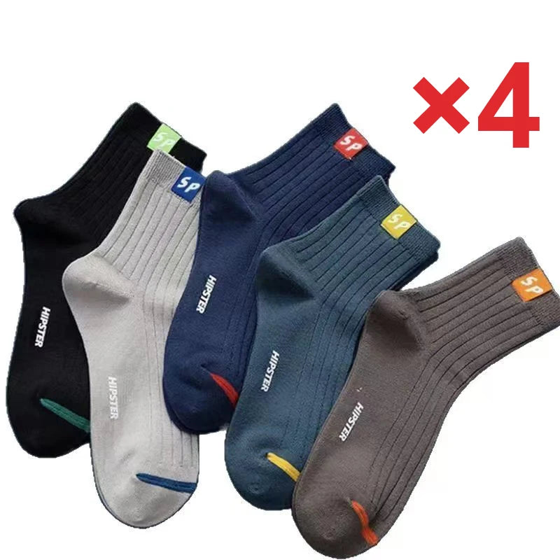 20Pairs Fashionable Versatile Men Mid Length Socks With Trendy Letters Comfortable Soft Lightweight Breathable Casual Socks
