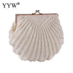 Elegant Women Wedding Purse Handbag Luxury Evening Party Bags White Shell Clutches Pochette Mariage Sac Femme Beaded Clutch Bag