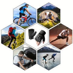 1Pair Tactical Fingerless Gloves for Men - Ideal for Outdoor Sports, Shooting, Hunting, Airsoft, and Cycling