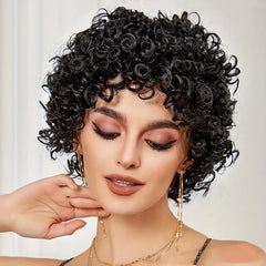 Human Hair Wig for Women Short Curly Bob Full Machine Made Wig Comfortable Fit Volume Hair for Daily Wear Parties Festivals