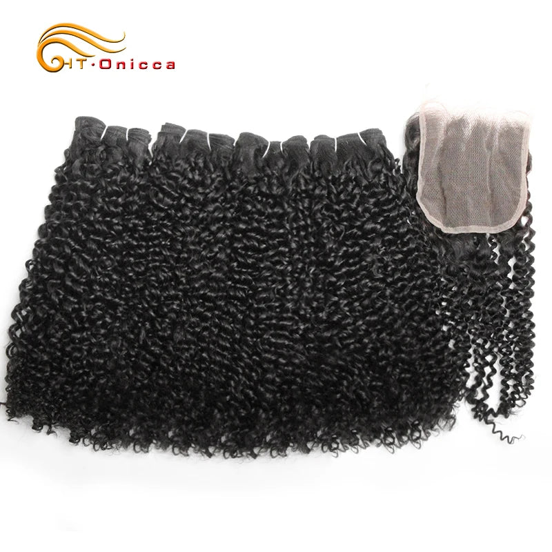 Straight Human Hair Bundles And Closure Double Drawn Packet Hair Bundles With Closure Raw Indian Hair 4 Bundles With Closure