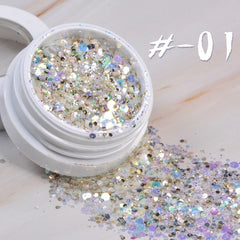 1Box Iridescent Effect Nail Art Mermaid Glitter Hexagon Paillette Sequins Chunky Glitter Manicure Tips Sparkling Flakes Powder
