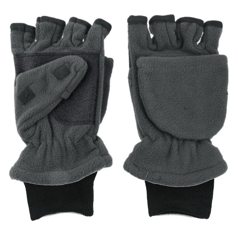Convertible Mittens Women Men Thick Warm Fleece Lined Touchscreen Fingerless Gloves for Cold Weather Sport Run