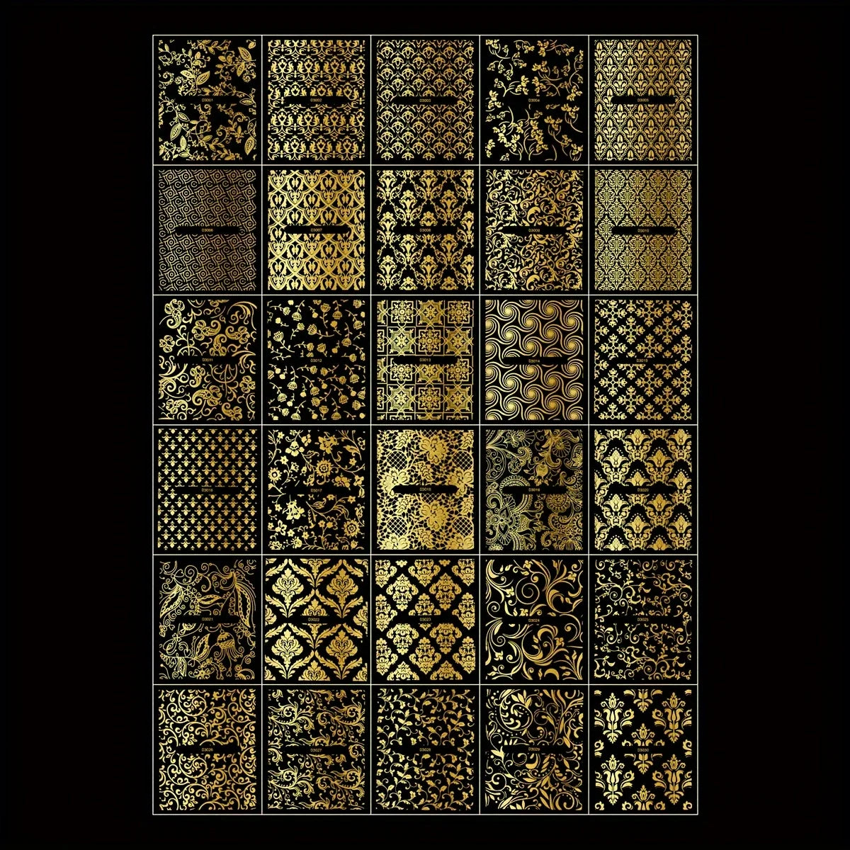 30 Sheets Golden Nail Art Stickers - Elegant Floral & Lace Designs, 3D Self-Adhesive Reusable Sticker Nail Stickers for Nail Art