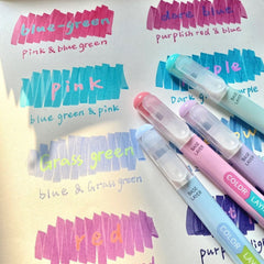 Dual tip highlighters for students – 8 pcs oblique head color markers set