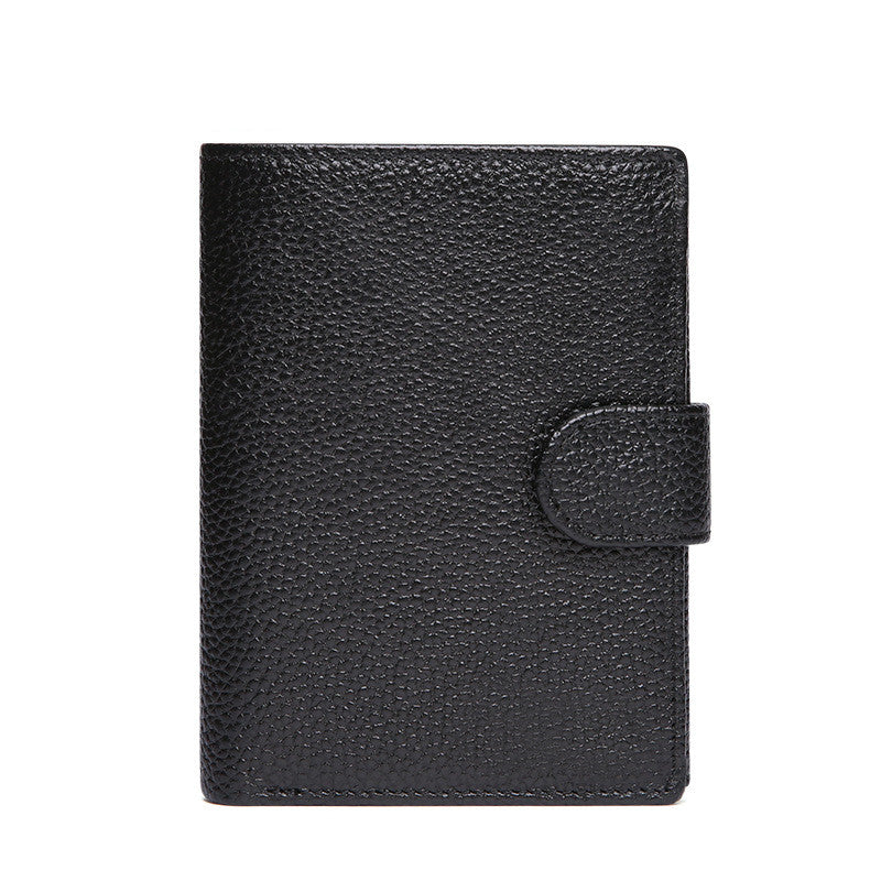 Crazy horse leather wallet for men – black oil wax short compact design