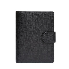 Crazy horse leather wallet for men – black oil wax short compact design