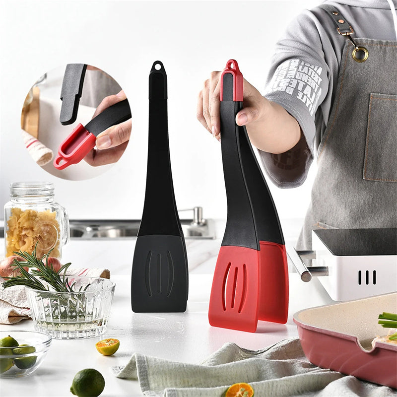 3-in-1 silicone spatula clip kitchen tool – red black gray black color options