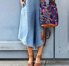 Suspender Jeans Loose Wide Leg Rompers