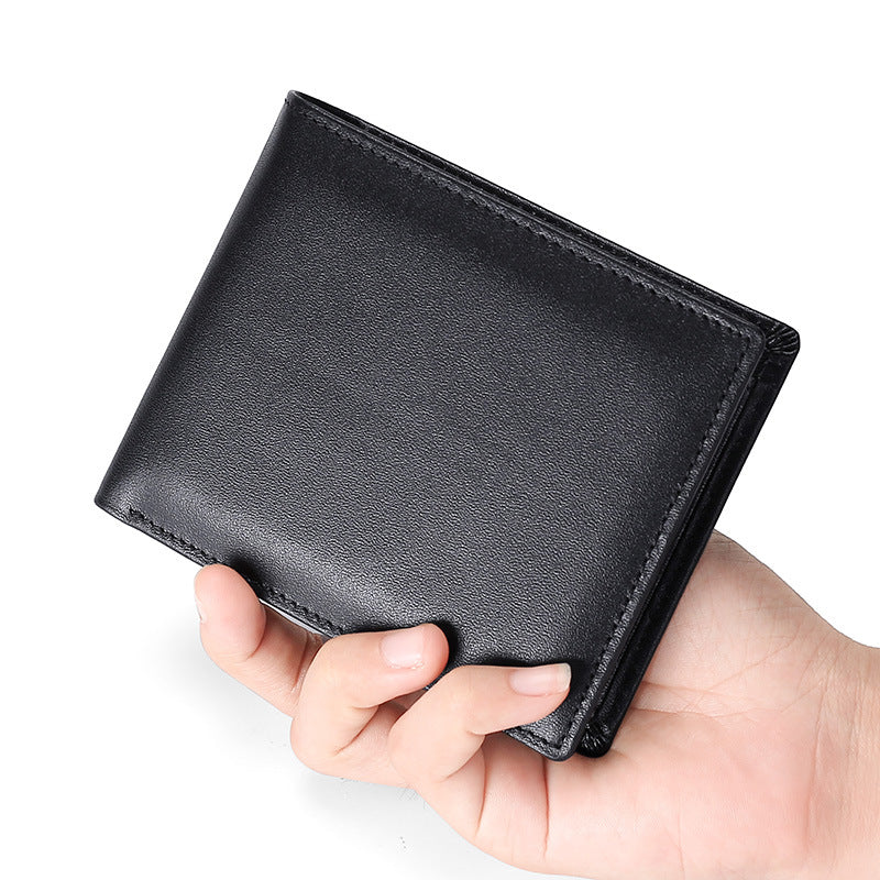 RFID leather wallet for men – blue genuine leather expandable capacity