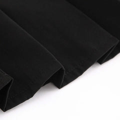 A- Line Plus Size Elastic Waist Black Mid-length Pleated Skirt
