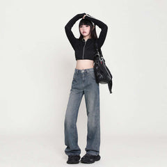 Nostalgic High Waist Wide Leg Jeans For Women