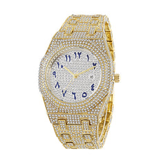 European Hip Hop Full Diamond Arabic Scale Niche Quartz Men's Watch