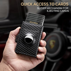 AirTag wallet for men with RFID blocking – slim pop-up card holder front view
