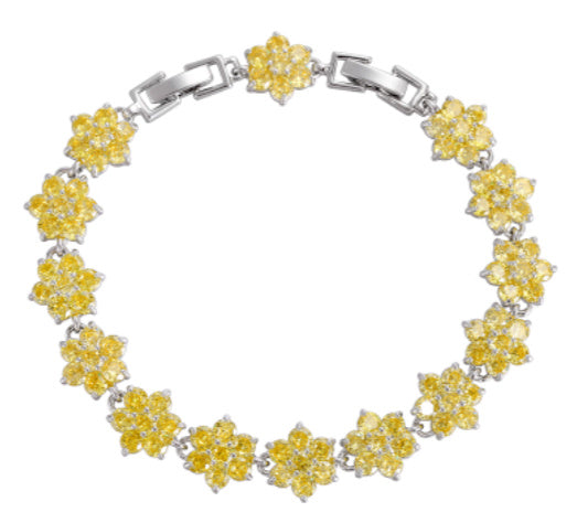 Blue Full Diamond Lotus Bracelet For Men's Hip Hop Dopamine Colored Tennis Chain