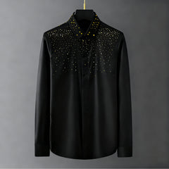 Elegant Rhinestone Long-sleeved Shirt