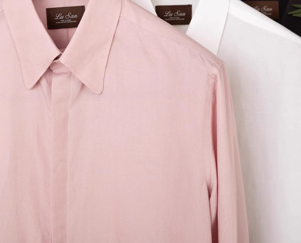 Skin-friendly Draping Lyocell Long Linen Sleeves Shirt