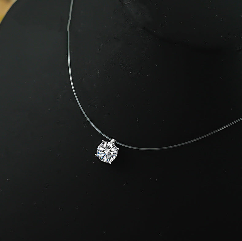 Fish Line 925 Silver Collarbone Necklace