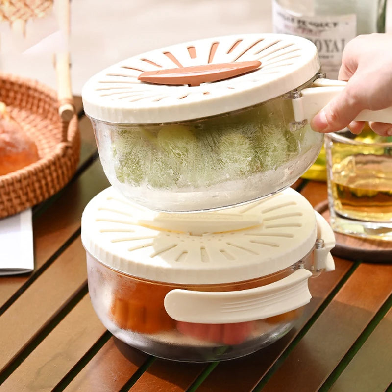 Fruit drain basket with lid – 2-in-1 drain basket crisper function