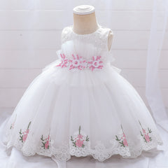 Floral Dress Foot Embroidery Flower Girl Wedding Dress Evening Party