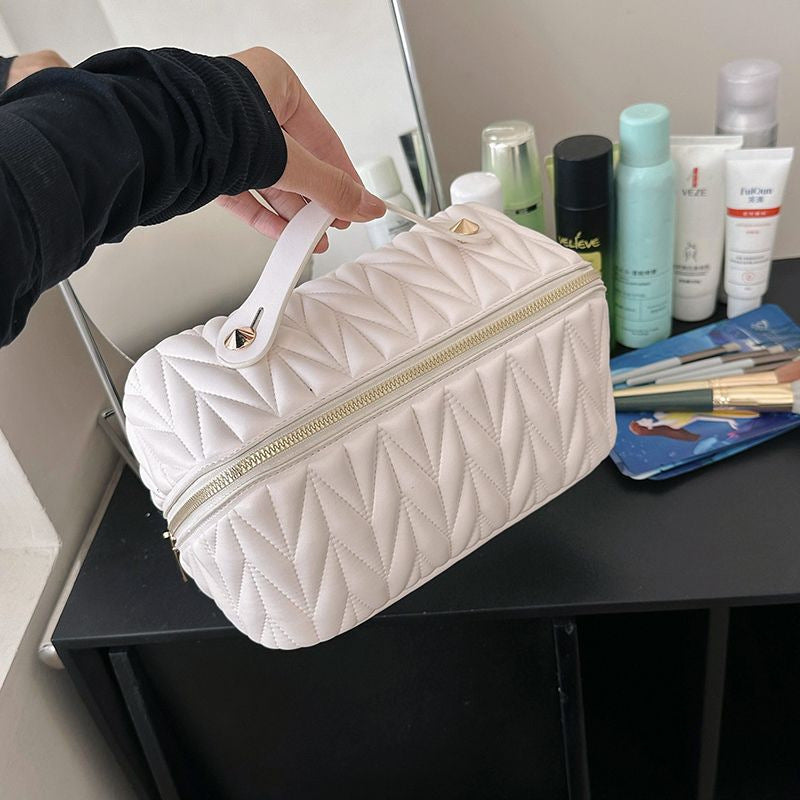 Women's PU tote bag large capacity – waterproof geometric streetwear front view