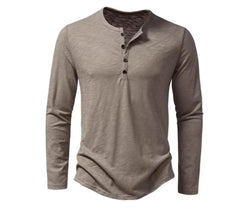 Men's Solid Color Casual Cotton Long-sleeved Top
