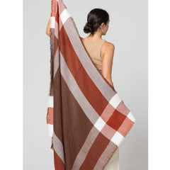 59 X 59in Deep Pinkwhite  Large Grid Womens Fall Winter Scarf Plaid Tassel Soft Warm Blanket Scarves Womens Shawl Wraps