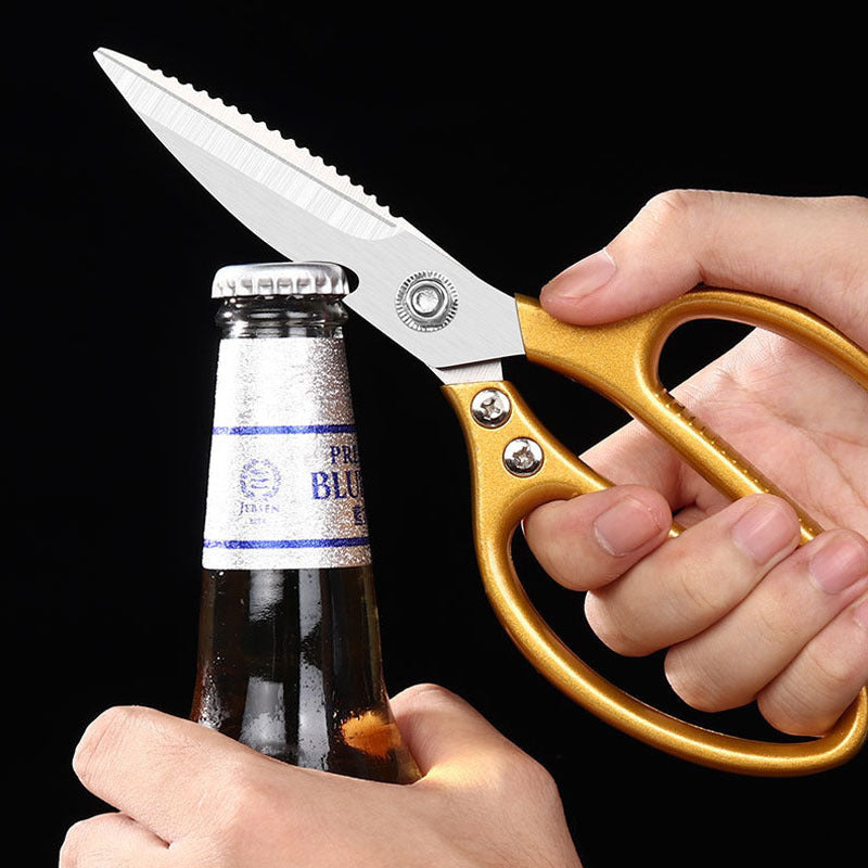 Heavy duty kitchen scissors for meat – non-slip ergonomic handle close-up