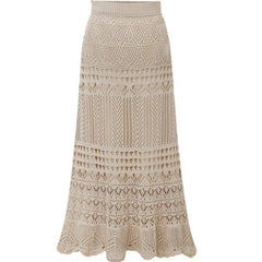 Loose Plus Size Crocheted Hollow Knit Hip-wrapped Mid-length Dress