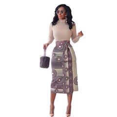 Women's Printed High Waist Hip Skirt Elastic Slim Fit