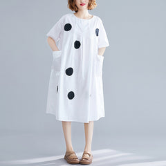 Summer New Large Size Women's Clothing Korean Style Polka Dot Print Loose Slimming Midi Dress