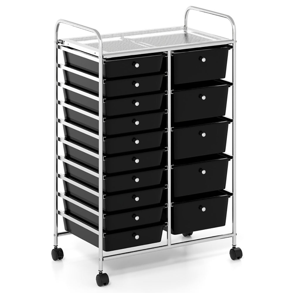 15 drawer rolling storage cart – dorm classroom small space use