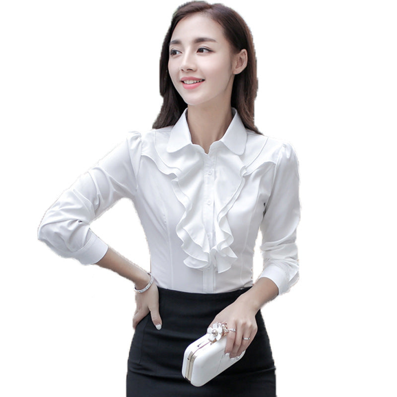 Women's Shirt Long Sleeve Casual Ruffles Business Shirt
