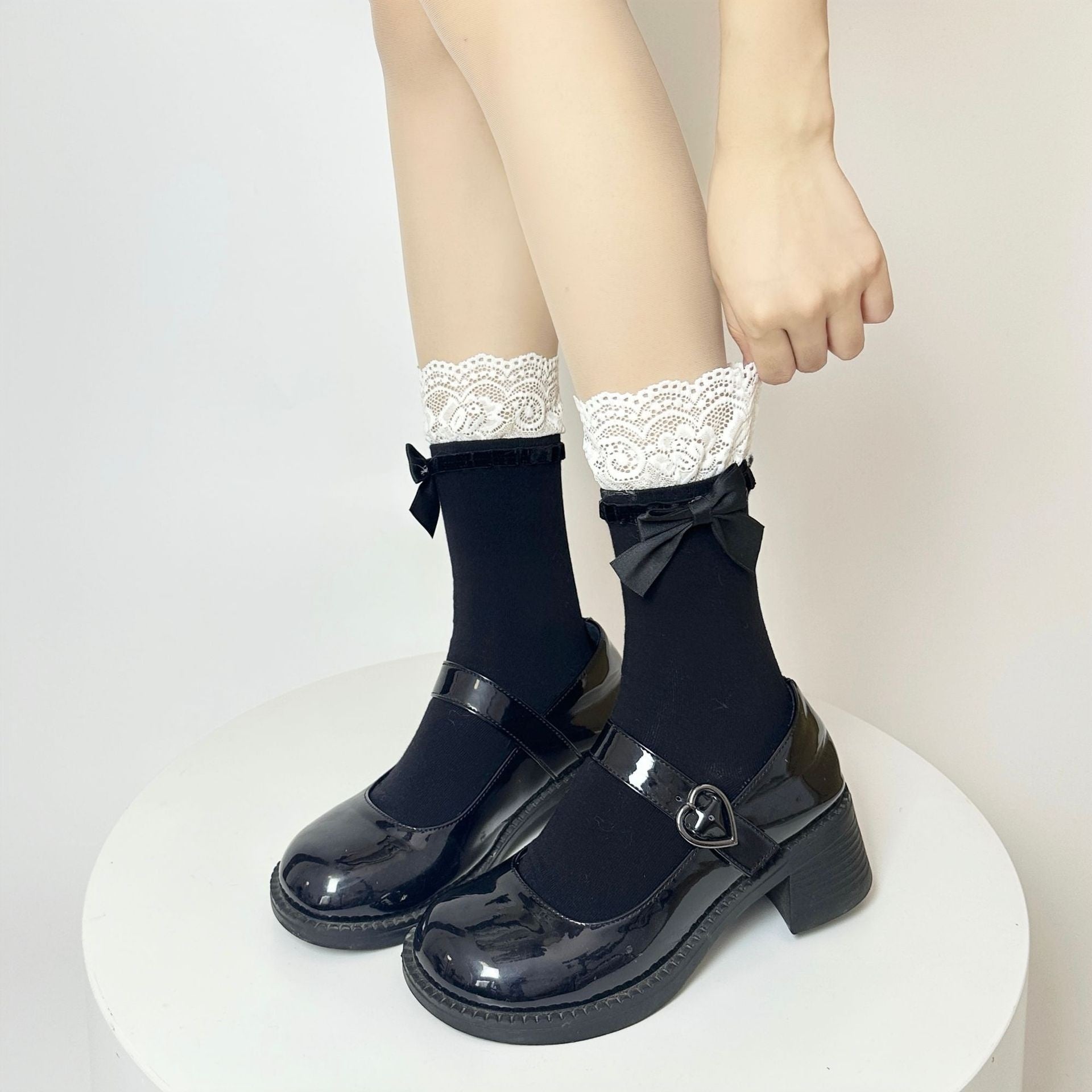 Japanese Jk Bowknot Sweet Lace Lolita Socks Mid-calf
