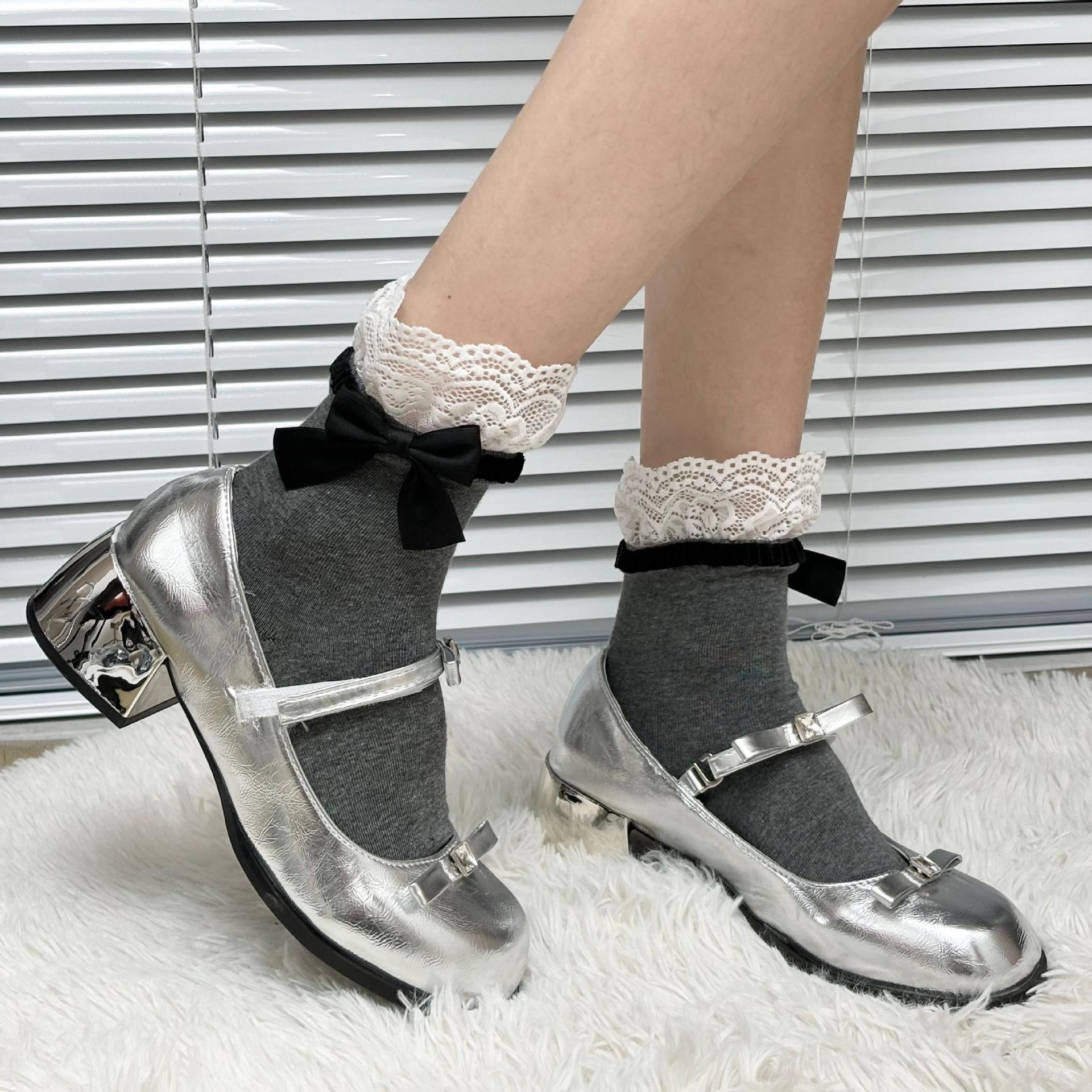 Japanese Jk Bowknot Sweet Lace Lolita Socks Mid-calf