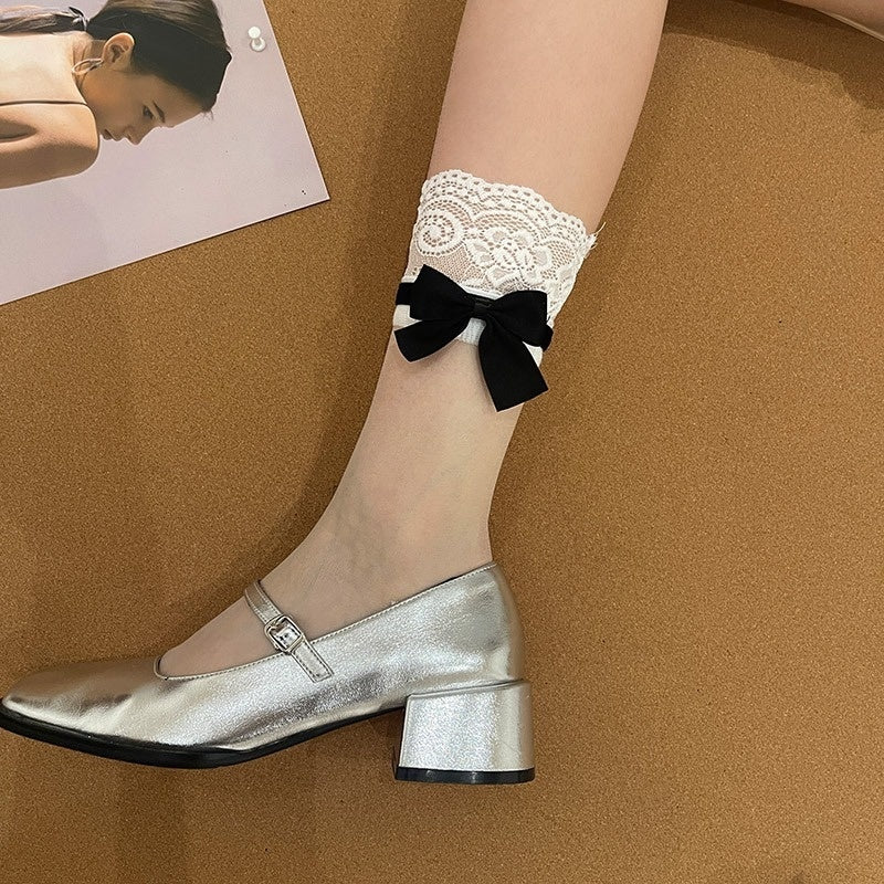 Japanese Jk Bowknot Sweet Lace Lolita Socks Mid-calf