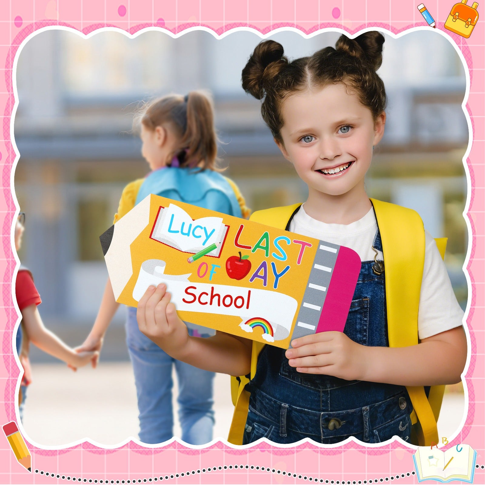 First day of school sign for kids – last day of school reverse side