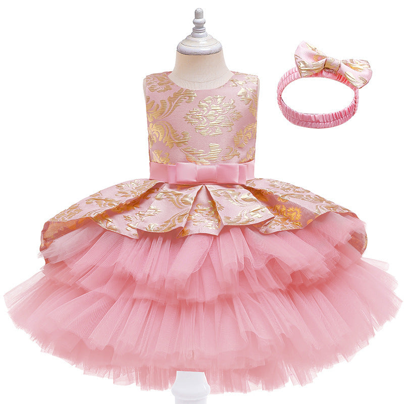 European And American New Girls' Sleeveless Mesh Puffy Dress