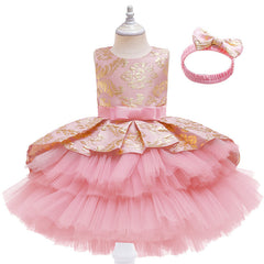 European And American New Girls' Sleeveless Mesh Puffy Dress