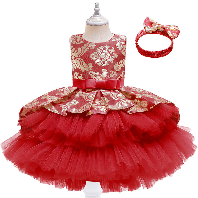 European And American New Girls' Sleeveless Mesh Puffy Dress