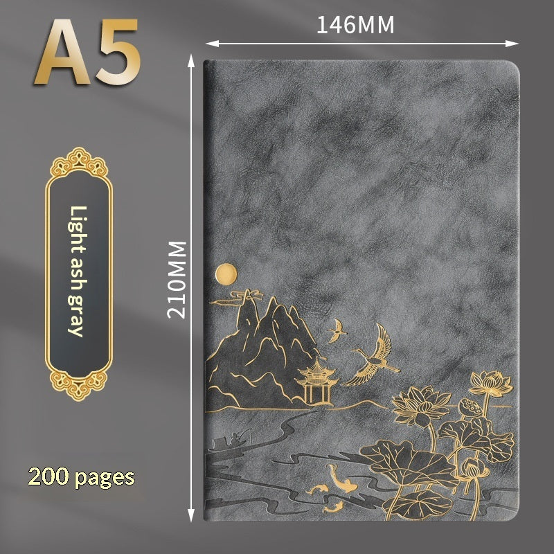 Vintage A5 notebook gift box set – soft touch leather cover texture